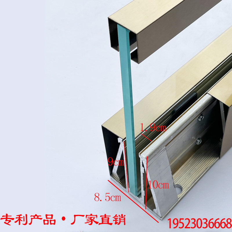 宁波阳台无框玻璃栏杆免预埋铝合金槽灯带工程栏杆不锈钢楼梯护栏