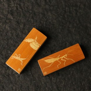 十几年玉竹高密度老料东阳名家戚挺飞本工精工留青雕刻牙签盒把件