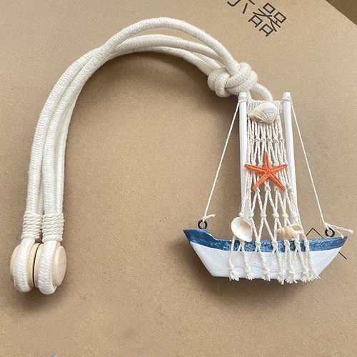 地中海边民宿帆船窗帘绑带扣高档卧室客厅带磁性窗纱帘磁吸扣绑绳
