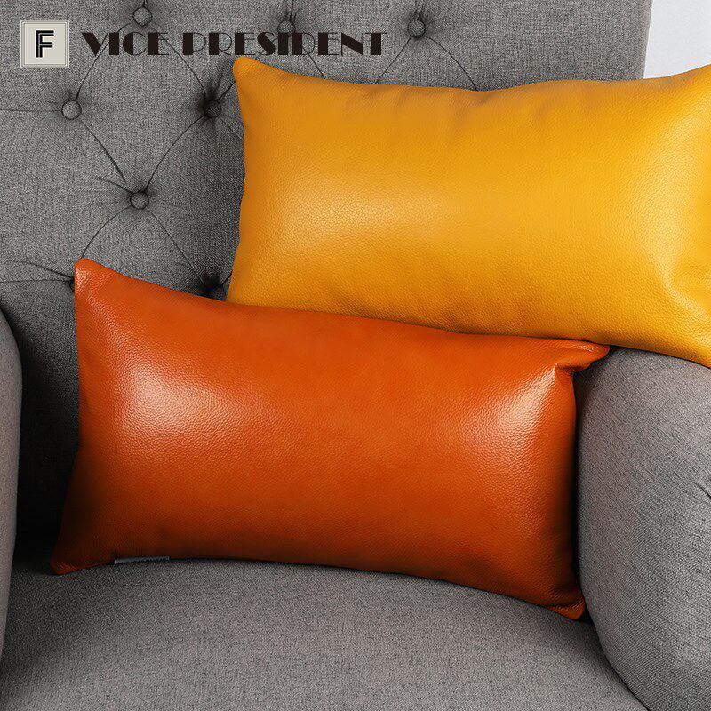 别墅头层真牛皮汽车腰靠枕办公室背护腰支撑头枕靠垫大靠背腰垫软
