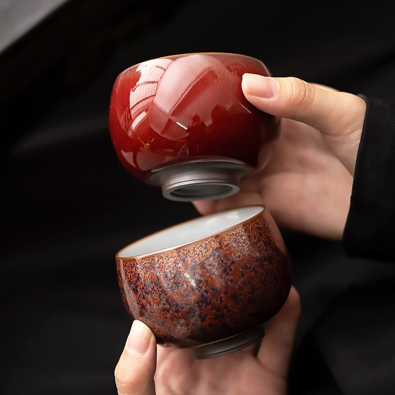 郎红釉主人杯茶杯陶瓷单杯品茗杯品茗杯高档泡茶杯盏家用功夫茶具