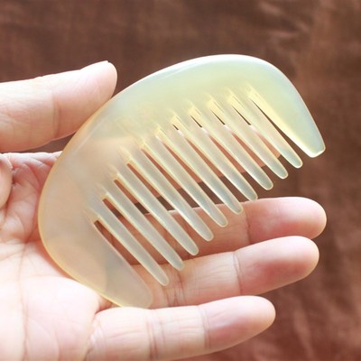 梳阁天然白角梳老羊角梳子Y050 水墨纹路宽齿 美不胜收 舒适丝滑