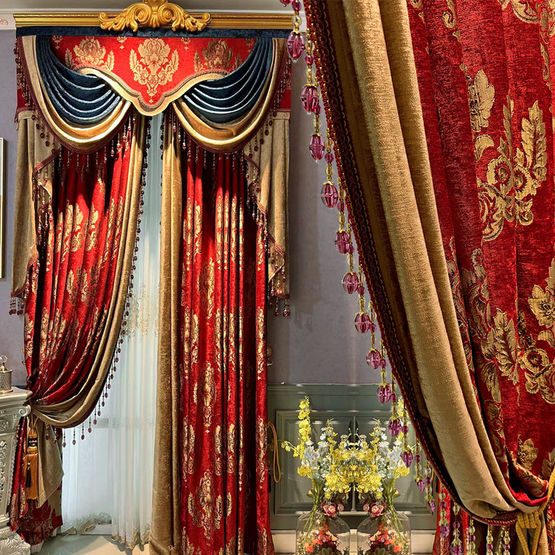 窗帘卧室纱帘客厅2024新款飘窗定制布料雪尼尔挂钩式现代欧式奢华