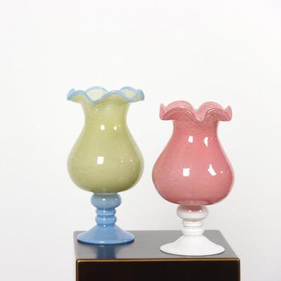 法式玻璃花瓶摆件家居电视柜复古装饰插花鲜花琉璃中古风灯ins风