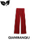 浅曼秋QIANMANQIU 刺绣松紧腰抽绳休闲裤 QMQ1212W013