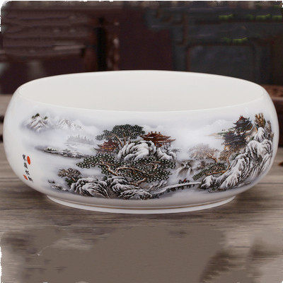 陶瓷烟灰缸大号超大特大 家用中式办公多功能茶台茶渣废水缸 茶洗