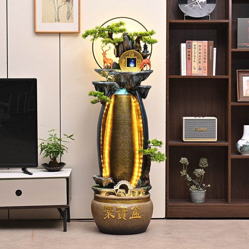 客厅生财假山流水喷泉摆件循环水景招财山水聚宝盆落地水幕墙造景,家居饰品,落地摆件,淘宝优惠券,粉丝福利购,淘宝优惠卷