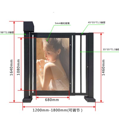 小区人行通道广告门全自动门人脸刷卡立柱门禁系统电动平移门珊栏