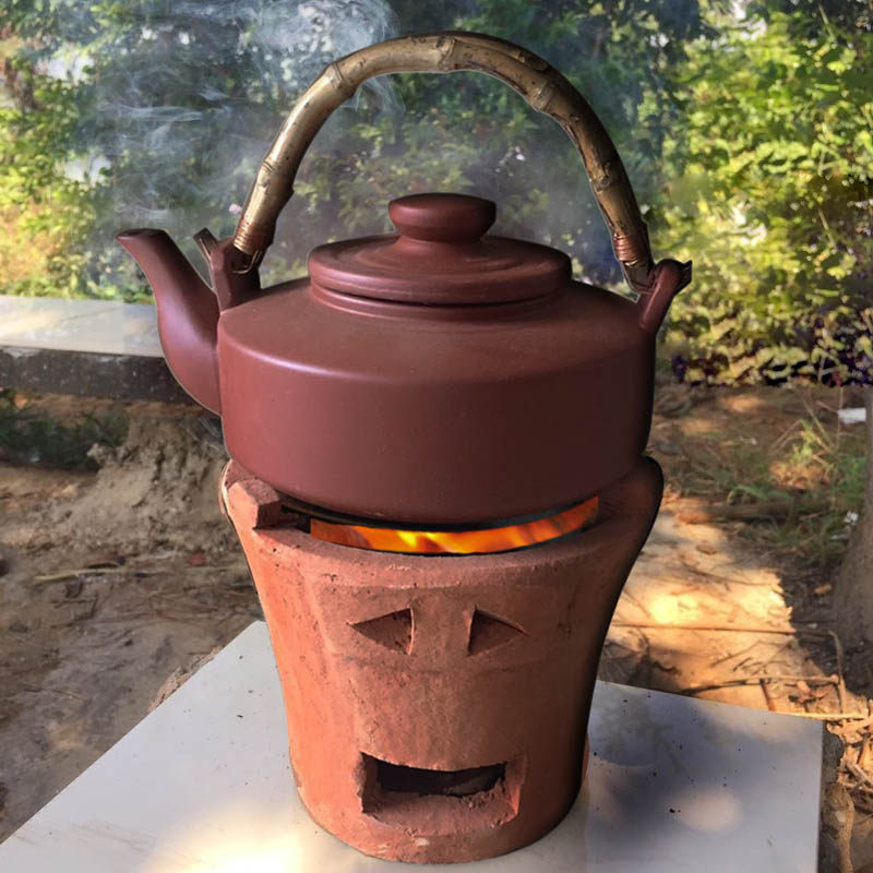 红泥炭炉潮州传统手工功夫茶炉橄榄碳炉煮茶壶砂铫紫砂风炉取暖炉