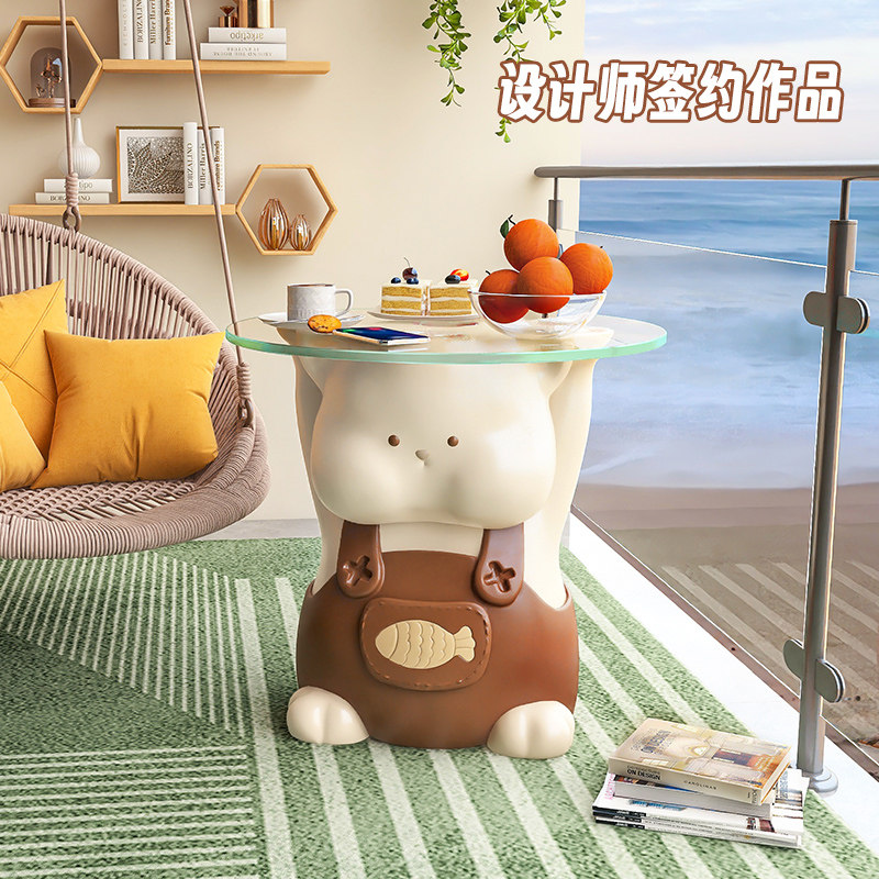 奶油风卡通小猫茶几床头柜沙发边几餐桌客厅卧室电视柜旁落地摆件,家居饰品,落地摆件,淘宝优惠券,粉丝福利购,淘宝优惠卷