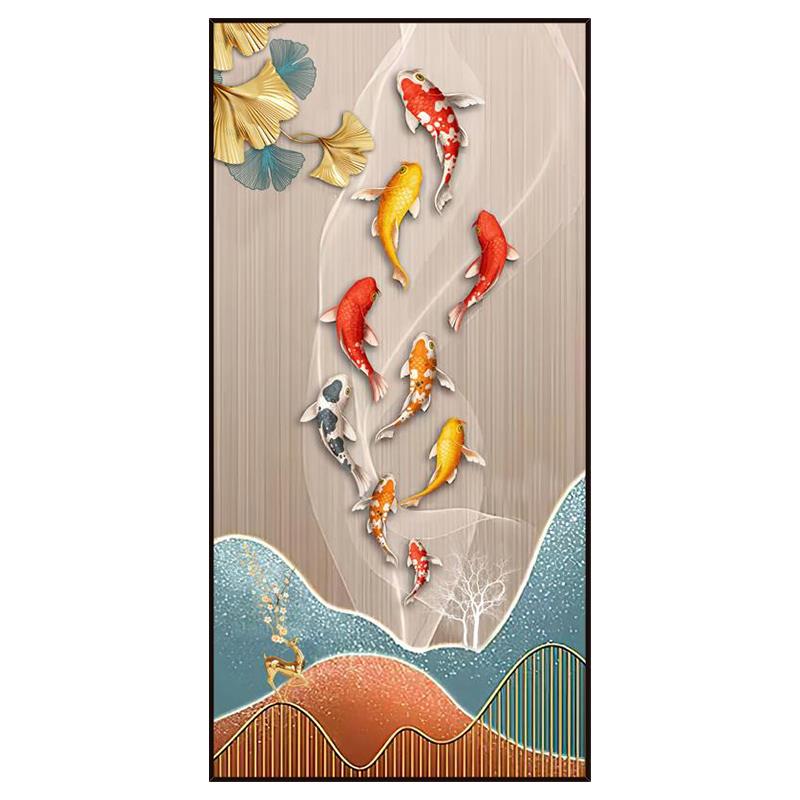 麋鹿入户墙面装饰墙纸壁画过道墙贴贴画墙壁玄关画竖版自黏贴纸