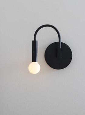 北欧简约黑色壁灯创意客厅卧室床头书房酒店过道设计师u形led壁灯