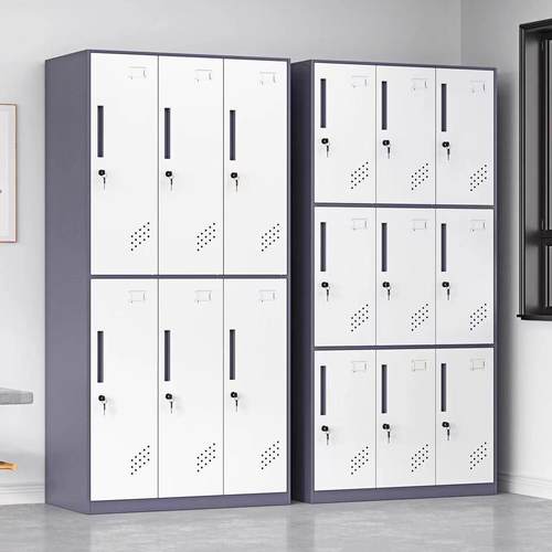 套色存包柜加厚健身房游泳窄边带锁储物柜钢制员工宿舍更衣拆装柜