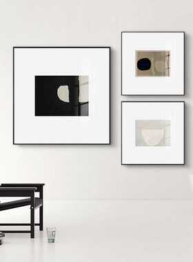 简约现代文艺高级灰抽象装饰画客厅几何背景墙画北欧挂画莫兰迪色