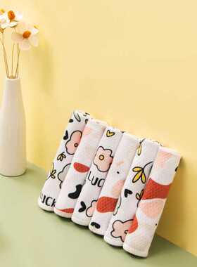 卡通鱼鳞抹布3条装不掉毛不沾油加厚吸水车用厨房懒人抹布