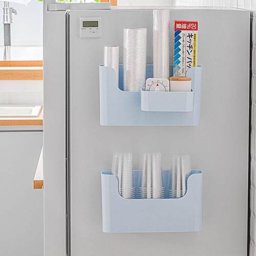 厨房壁挂收纳盒橱柜门内侧免打孔冰箱保鲜膜收纳架置物架整理