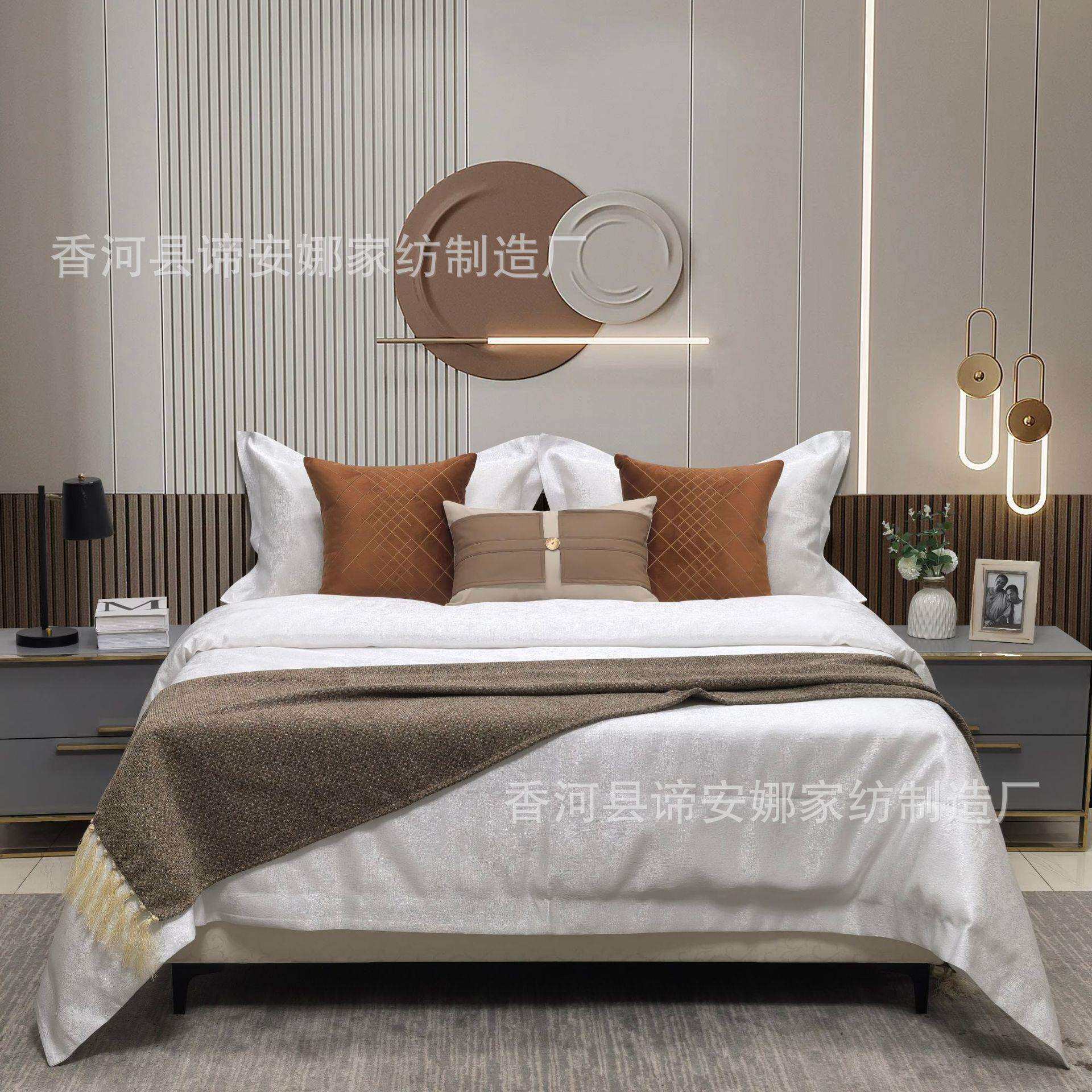 展厅样板间 家具配套床品 现代新中式 简约轻奢意式极简床上用品