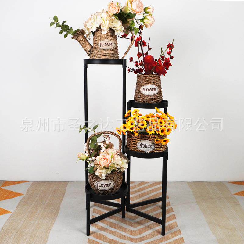 北欧简约铁艺室内花架轻奢客厅落地式植物架多层阳台绿萝花盆层架