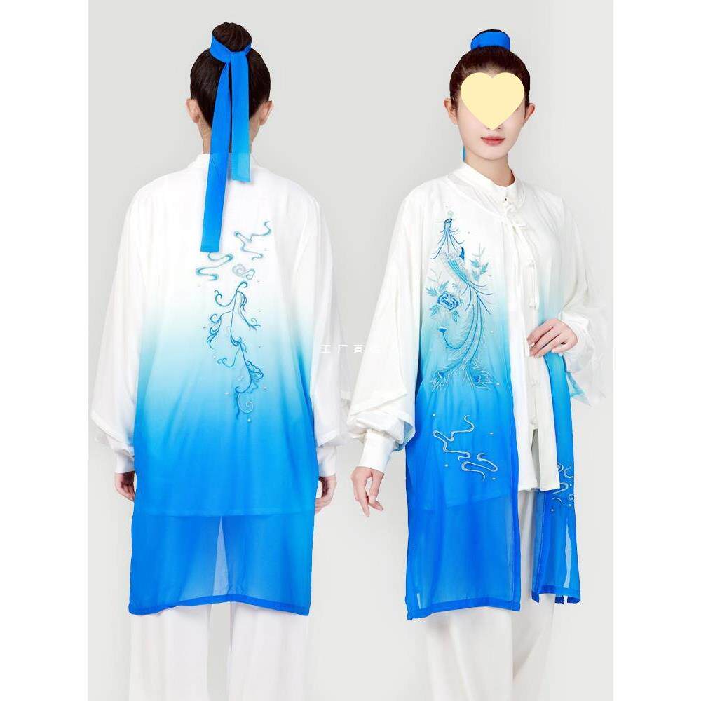 太极服新款披沙女变色刺绣披风武术太极拳比赛演出服男外搭披肩