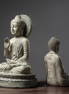 新中式如来佛像摆件树脂工艺品复古禅意佛头家居客厅茶室装饰品批