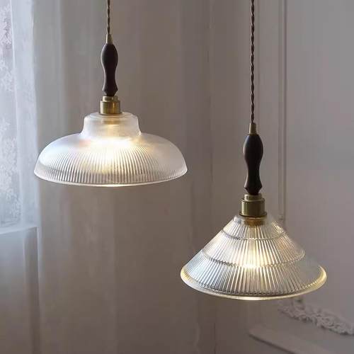 北欧风餐厅吧台阳台酒吧咖啡厅个性极简单头吊灯绿色条纹玻璃吊灯