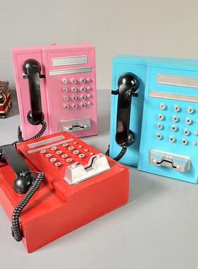 复古铁艺老式怀旧壁挂电话机模型装饰品酒吧服装店网啡墙饰壁挂件