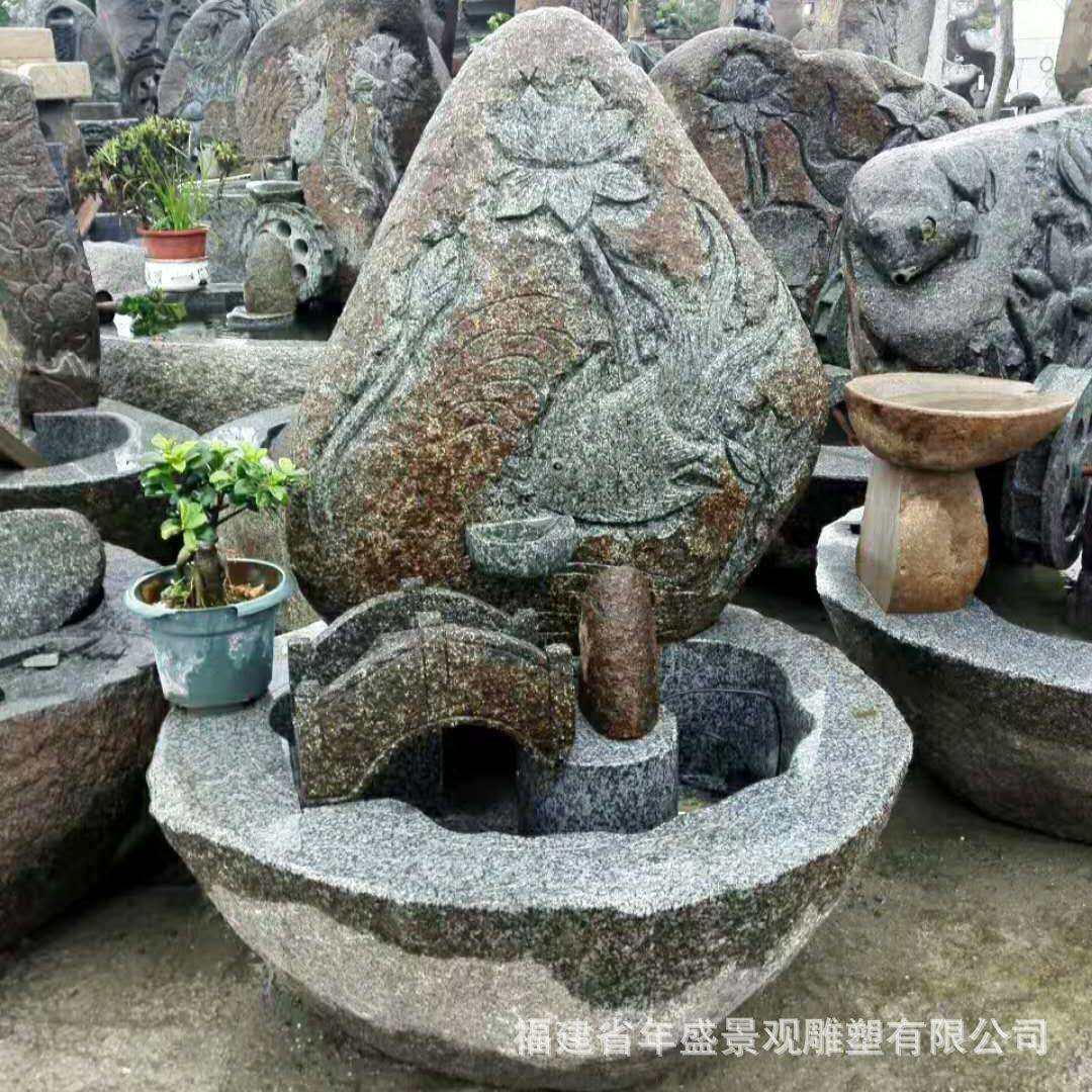 福建厂家自然石流水雕刻 小桥流水喷泉 家居别墅室内外装饰摆件