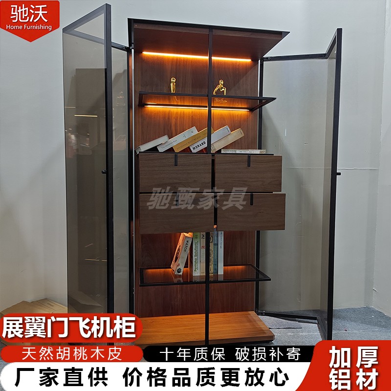 驰甄轻奢双开门玻璃飞机柜