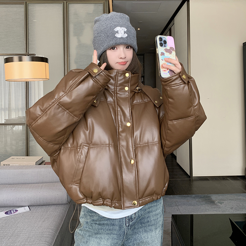 90白鸭绒！新款！美拉德系爆款皮衣羽绒服外套