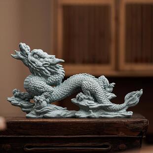 新中式青砂石龙腾万里茶宠摆件桌面装饰品茶道配件茶道