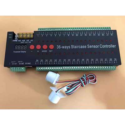 升级版网红36路智能楼梯感应控制器 幻彩灯带跑马流水逐步亮灯