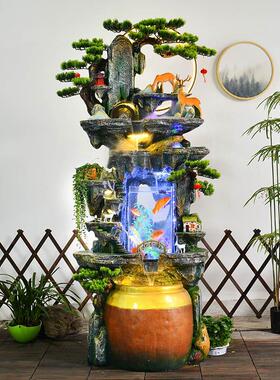 田园假山流水喷泉鱼缸客厅酒店店铺招财风水轮加湿器开业送礼摆件