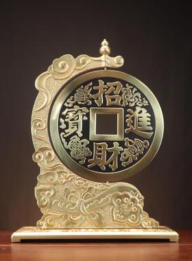 黄铜可旋转桌面摆件 赚钱 转钱吉祥如意 宅之宝 家居店铺铜钱摆件