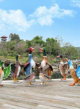 仿真鸭子雕塑农场农家乐公园水池酒店水景装饰户外家禽水鸭大摆件