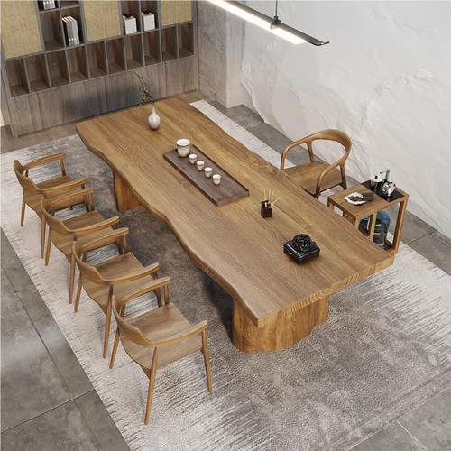 茶桌椅组合实木大板茶桌茶台新中式禅意办公室原木泡茶桌简约现代