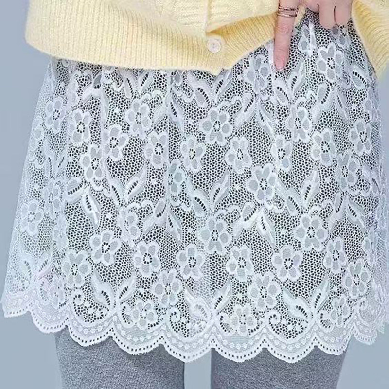 白色蕾丝屁帘半身裙秋冬季新款大码叠穿百搭遮屁股遮胯短款打底裙
