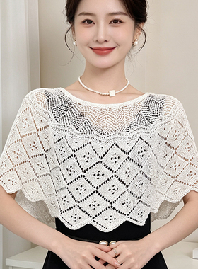 韩版镂空针织衫女夏季薄款防晒披肩百搭空调罩衫多功能女装外披