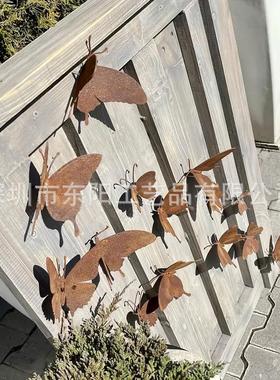 15pcs蝴蝶生锈的金属艺术花园围栏院子装饰，户外家居装饰