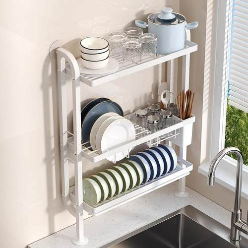 厨房置物架水槽窄边沥水碗架免打孔上墙放碗碟盘收纳靠墙洗碗架子