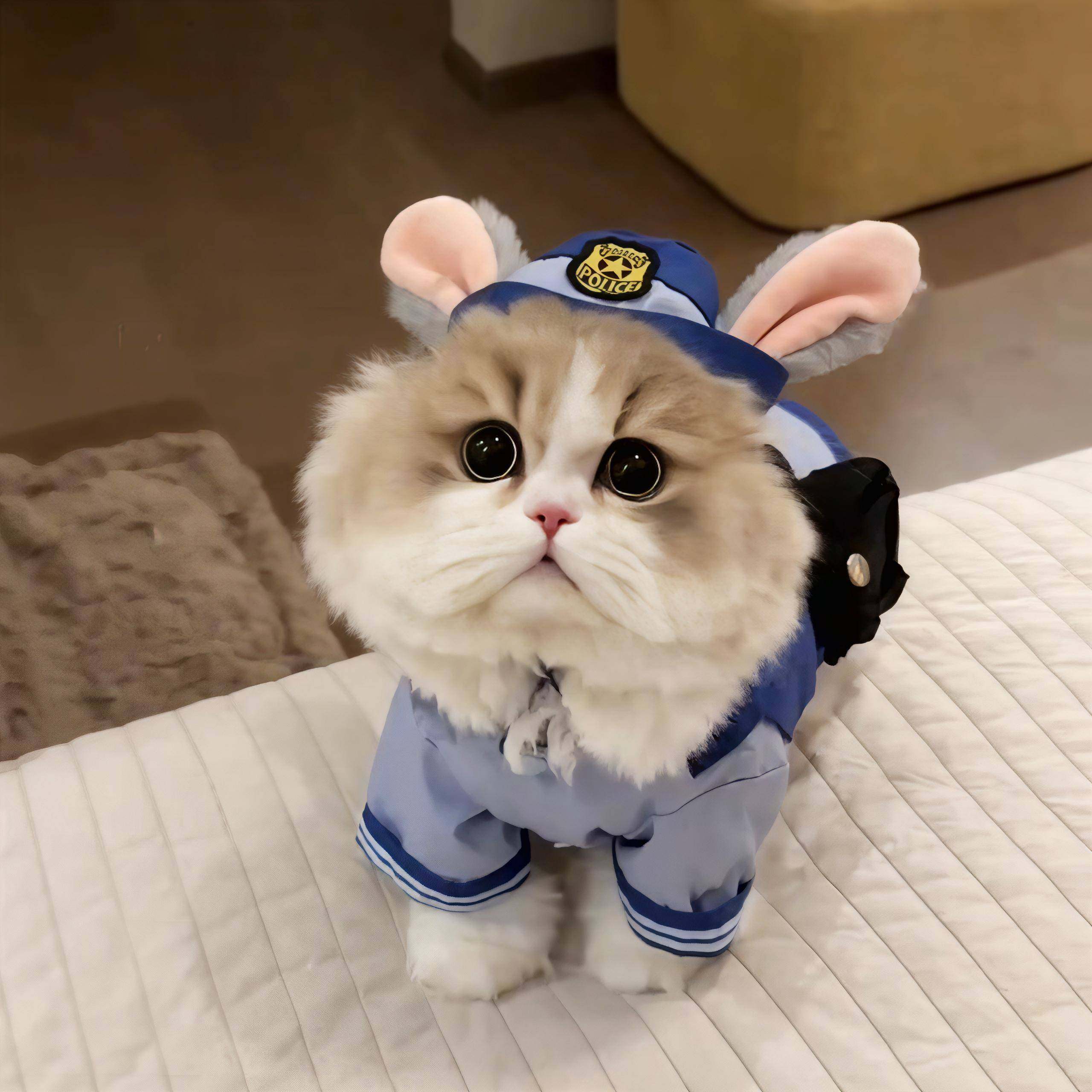 兔子警长猫咪衣服可爱变身装四季cos衬衫长耳朵兔子帽子拍照道具