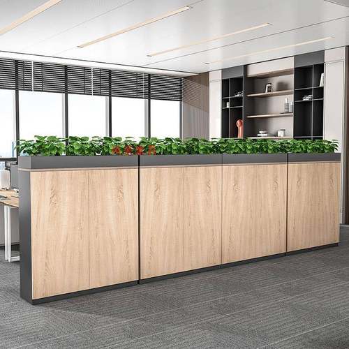 办公桌边柜边柜隔断矮柜文件柜花槽柜木质收纳柜靠墙展示柜白木色