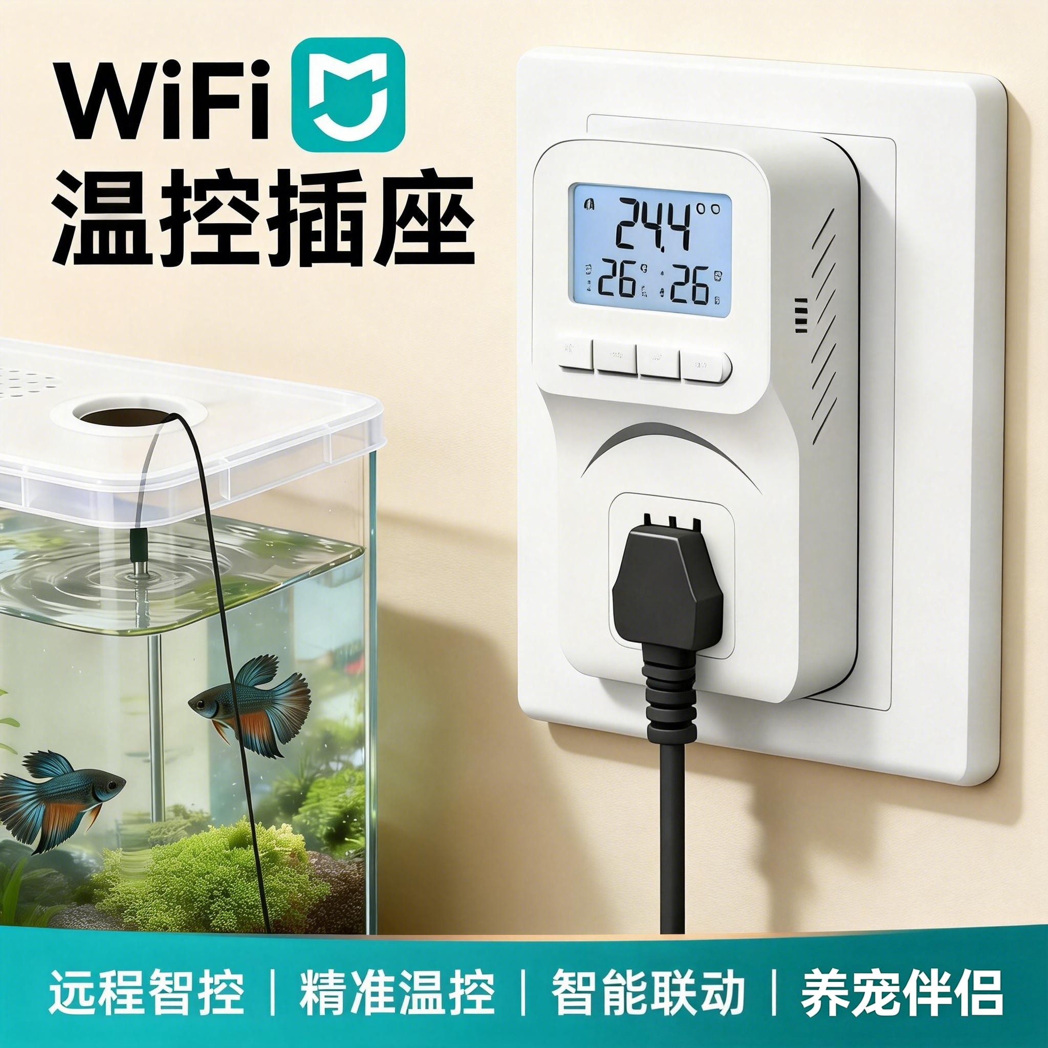 WiFi智能温控插座鱼缸爬宠神器遥控插座APP控制远程智控定时开关
