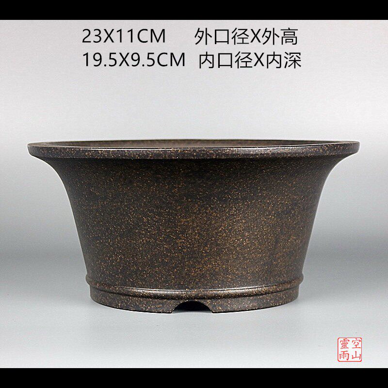 宜兴紫砂精品盆景花盆 全手工仿古圆形古铜泥 绿植多肉花卉君子兰