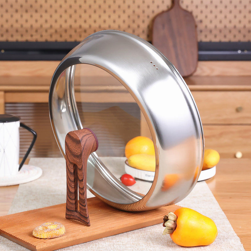 加高锅盖炒锅盖子加厚32CM30CM34cm圆形透明可立盖铁锅盖子通用