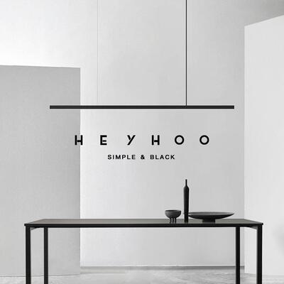 山光月高档全铜黑色极简餐厅北欧现代简约吧台餐桌办公室长条吊灯