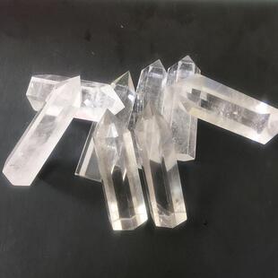 天 然白色水晶柱子 单尖六角柱白水晶六棱柱家居办公室摆件