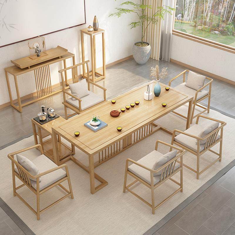 中式实木茶桌办公室接待桌子家用客厅禅意茶桌椅组合茶几全实木