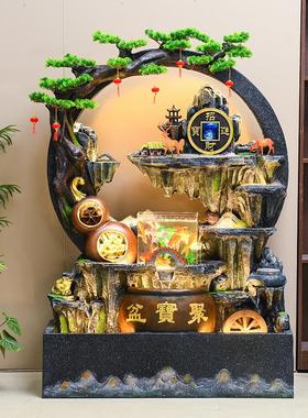 假山流水喷泉客厅水幕墙循环水聚宝盆景观招财办公室落地装饰摆件