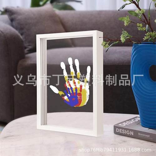 DIY相框彩色涂鸦手印相框油画画框多人摆台家庭DIY手印相框架