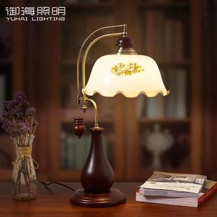 田园复古台灯卧室创意床头灯客厅白色怀旧手绘实木婚庆古典台灯